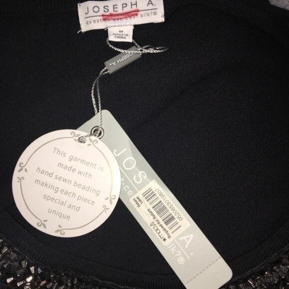 Joseph A Beaded NeckSweater Size Medium Black NWT - Picture 5 of 7